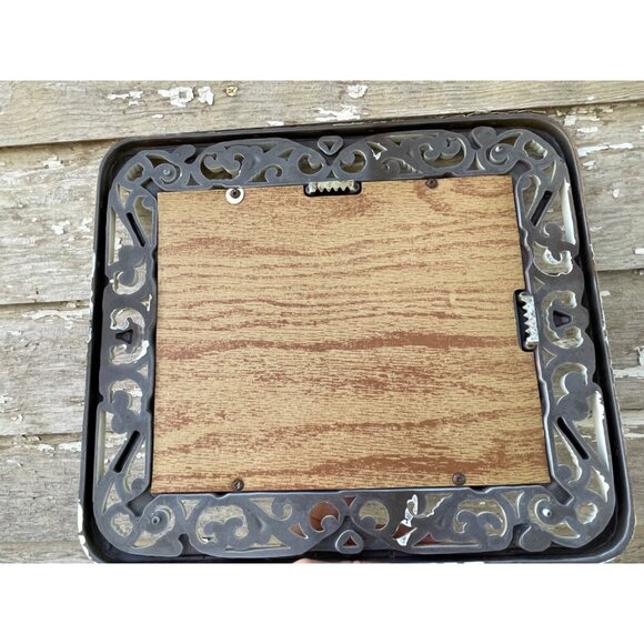 Vintage 1970s Syroco Homco White Faux Wicker Rattan Wall Mirror 14.5x12.5 - Picture 8 of 15